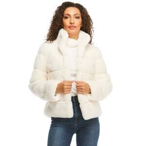 Donna Salyers Fabulous Furs Ivory Faux Fur Jacket 3X Plush Soft Luxe Winter Coat